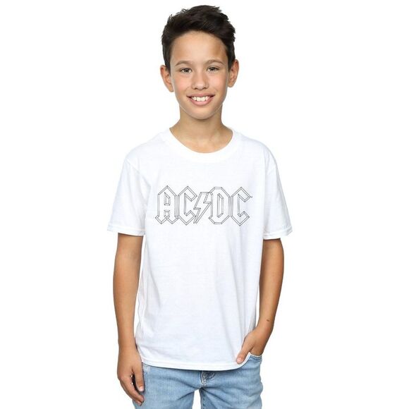 AC/DC | Shirts & Tops | Acdc Boys Black Outline Logo Tshirt White ...